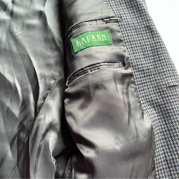 Beautiful Lauren Men's Wool Sport Coat Blue/Black Houndstooth size 40L - Picture 9 of 10